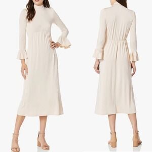 Rachel Pally‎ cream ivory ruffle high neck amala midi dress XL minimalist